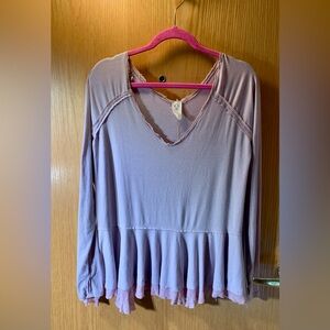 We The Free Mauve V-Neck Peplum Blouse - Size S